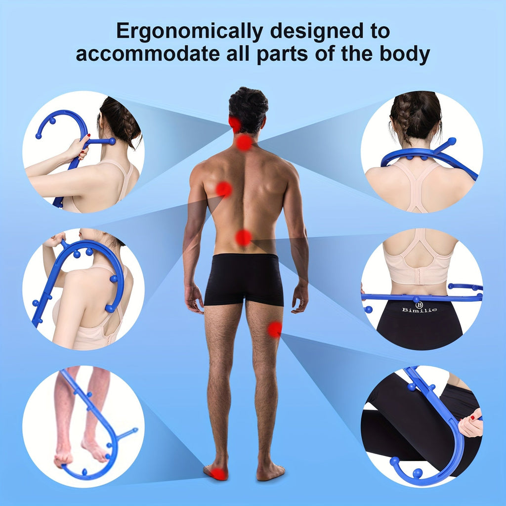 NNETM Lead-Free S-Shaped Hook Self-Massage Stick(Blue)