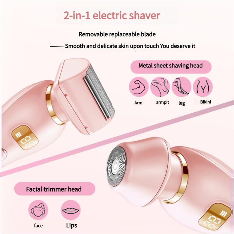 NNEDSZ U34 Blue 2-in-1 Electric Razor for Women - Multifunctional Rechargeable Hair Removal Shaver