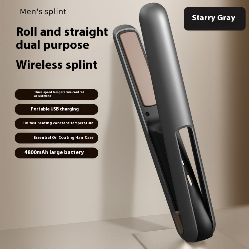 NNEDSZ Starry  Gray Wireless USB Charging Hair Straighteners Volume Straight Two-in-one